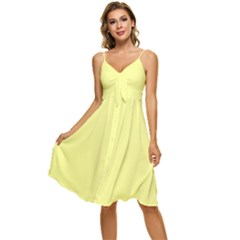 Color Canary Yellow Sleeveless Tie Front Chiffon Dress by Kultjers
