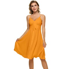 Color Dark Orange Sleeveless Tie Front Chiffon Dress by Kultjers