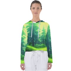 Anime Forrest Nature Fantasy Sunset Trees Woods Women s Slouchy Sweat by Uceng