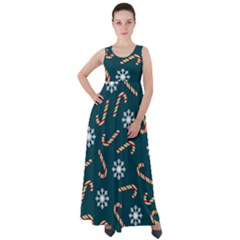 Christmas Seamless Pattern With Candies Snowflakes Empire Waist Velour Maxi Dress by Uceng