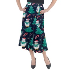 Colorful Funny Christmas Pattern Midi Mermaid Skirt by Uceng