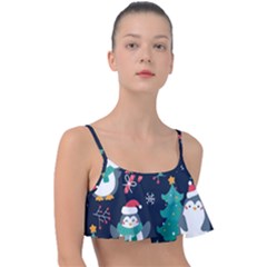 Colorful Funny Christmas Pattern Frill Bikini Top by Uceng