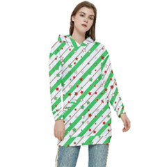 Christmas Paper Stars Pattern Texture Background Colorful Colors Seamless Women s Long Oversized Pullover Hoodie by Uceng