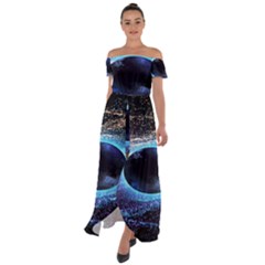 Digitalgalaxy Off Shoulder Open Front Chiffon Dress by Sparkle