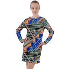 New Age African Long Sleeve Hoodie Dress by MijizaCreations