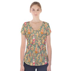 Pattern Seamless Short Sleeve Front Detail Top by artworkshop