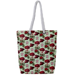 Flowers Pattern Full Print Rope Handle Tote (small) by Sparkle
