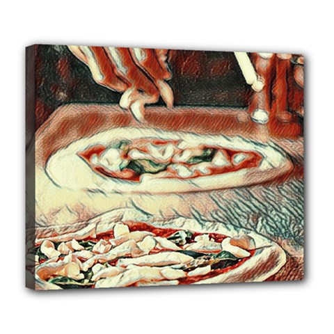 Naples Pizza On The Making Deluxe Canvas 24  X 20  (stretched) by ConteMonfrey