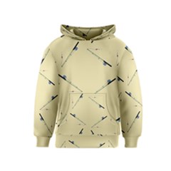 Fishing Rods Pattern Brown Kids  Pullover Hoodie by TetiBright