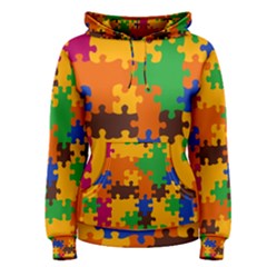 Retro Colors Puzzle Pieces                                                                        Women s Pullover Hoodie by LalyLauraFLM
