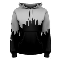 Women s Light Grey & Black Skyline Pullover Hoodie by OfficiallySexy