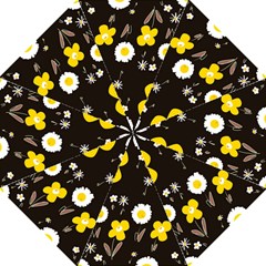 Daisy Flowers White Yellow Brown Black Hook Handle Umbrellas (medium) by Mazipoodles