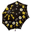 Daisy Flowers White Yellow Brown Black Hook Handle Umbrellas (Medium) View2