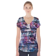 Splattered Paint On Wall Short Sleeve Front Detail Top by artworkshop
