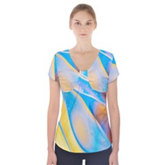 Water And Sunflower Oil Short Sleeve Front Detail Top by artworkshop