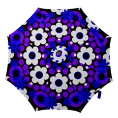 Flowers Pearls And Donuts Blue Purple White Black  Hook Handle Umbrellas (large) by Mazipoodles