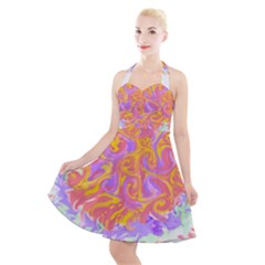 Abstract T- Shirt Circle Beauty In Abstract T- Shirt Halter Party Swing Dress  by maxcute