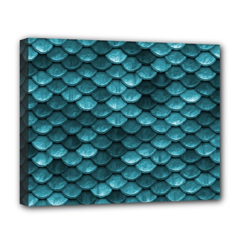 Teal Scales! Deluxe Canvas 20  X 16  (stretched) by fructosebat