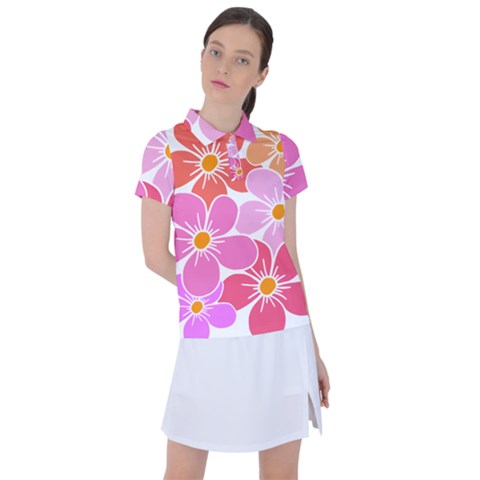 Flower Illustration T- Shirtcolorful Blooming Flower, Blooms, Floral Pattern T- Shirt Women s Polo Tee by maxcute