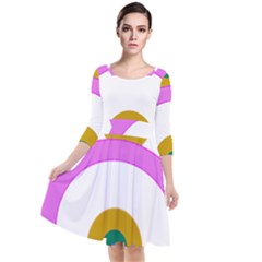 Rainbow T- Shirt Pink Double Rainbow Arc T- Shirt Quarter Sleeve Waist Band Dress by maxcute