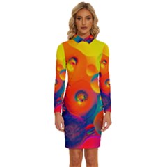 Colorfull Pattern Long Sleeve Shirt Collar Bodycon Dress by artworkshop