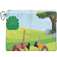 Mother And Daughter Yoga Art Celebrating Motherhood And Bond Between Mom And Daughter  Canvas Cosmetic Bag (xxxl) by SymmekaDesign