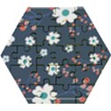 Floral Digital Background Wooden Puzzle Hexagon View1