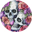 Floral Skeletons Wooden Puzzle Round View1