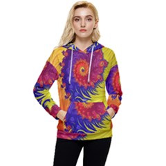 Fractal Spiral Bright Colors Women s Lightweight Drawstring Hoodie by Ravend