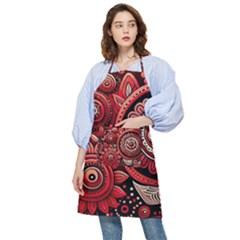 Bohemian Vibes In Vibrant Red Pocket Apron by HWDesign