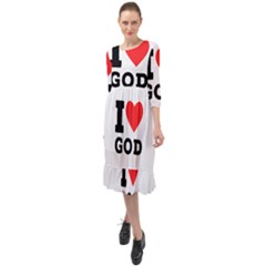 I Love God Ruffle End Midi Chiffon Dress by ilovewhateva