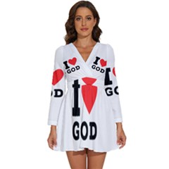 I Love God Long Sleeve V-neck Chiffon Dress  by ilovewhateva