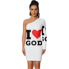I Love God Long Sleeve One Shoulder Mini Dress by ilovewhateva