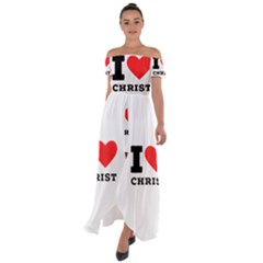 I Love Christ Off Shoulder Open Front Chiffon Dress by ilovewhateva