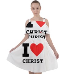I Love Christ Cut Out Shoulders Chiffon Dress by ilovewhateva