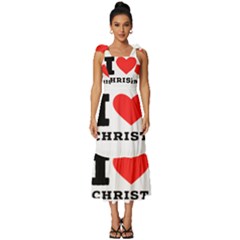 I Love Christ Tie-strap Tiered Midi Chiffon Dress by ilovewhateva