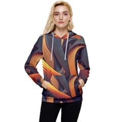 Swirls Abstract Watercolor Colorful Women s Lightweight Drawstring Hoodie by Ravend