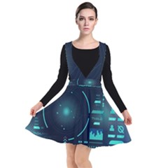 Sci Fi Computer Screen Plunge Pinafore Dress by Uceng