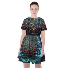 Brain Mind Technology Circuit Board Layout Patterns Sailor Dress by Uceng
