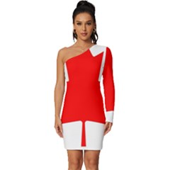 Canada Flag Canadian Flag View Long Sleeve One Shoulder Mini Dress by Ravend