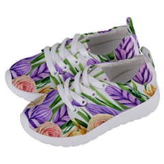 Classy Watercolor Flowers Kids  Lightweight Sports Shoes by GardenOfOphir