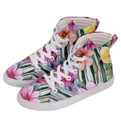 Beautiful Big Blooming Flowers Watercolor Men s Hi-top Skate Sneakers by GardenOfOphir