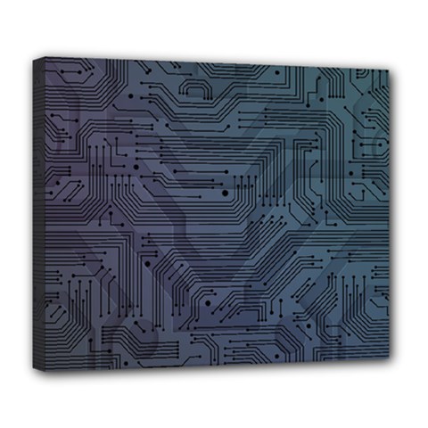 Circuit Board Circuits Mother Board Computer Chip Deluxe Canvas 24  X 20  (stretched) by Ravend