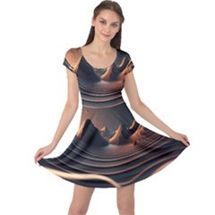 Ai Generated Swirl Space Design Fractal Light Art Cap Sleeve Dress by Ravend