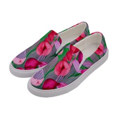 Mysterious And Enchanting Watercolor Flowers Women s Canvas Slip Ons by GardenOfOphir