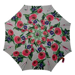Cheerful Watercolor Flowers Hook Handle Umbrellas (large) by GardenOfOphir