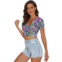 Charming Watercolor Flowers V-Neck Crop Top View2