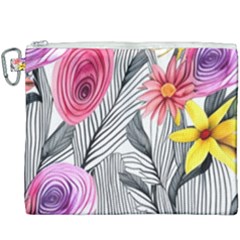 Darling And Dazzling Watercolor Flowers Canvas Cosmetic Bag (xxxl) by GardenOfOphir