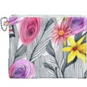 Darling And Dazzling Watercolor Flowers Canvas Cosmetic Bag (XXXL) View1