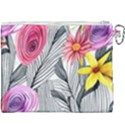 Darling And Dazzling Watercolor Flowers Canvas Cosmetic Bag (XXXL) View2